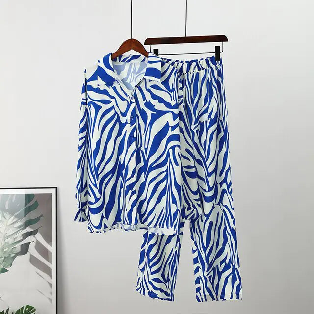 Loose Stripe Pants Set