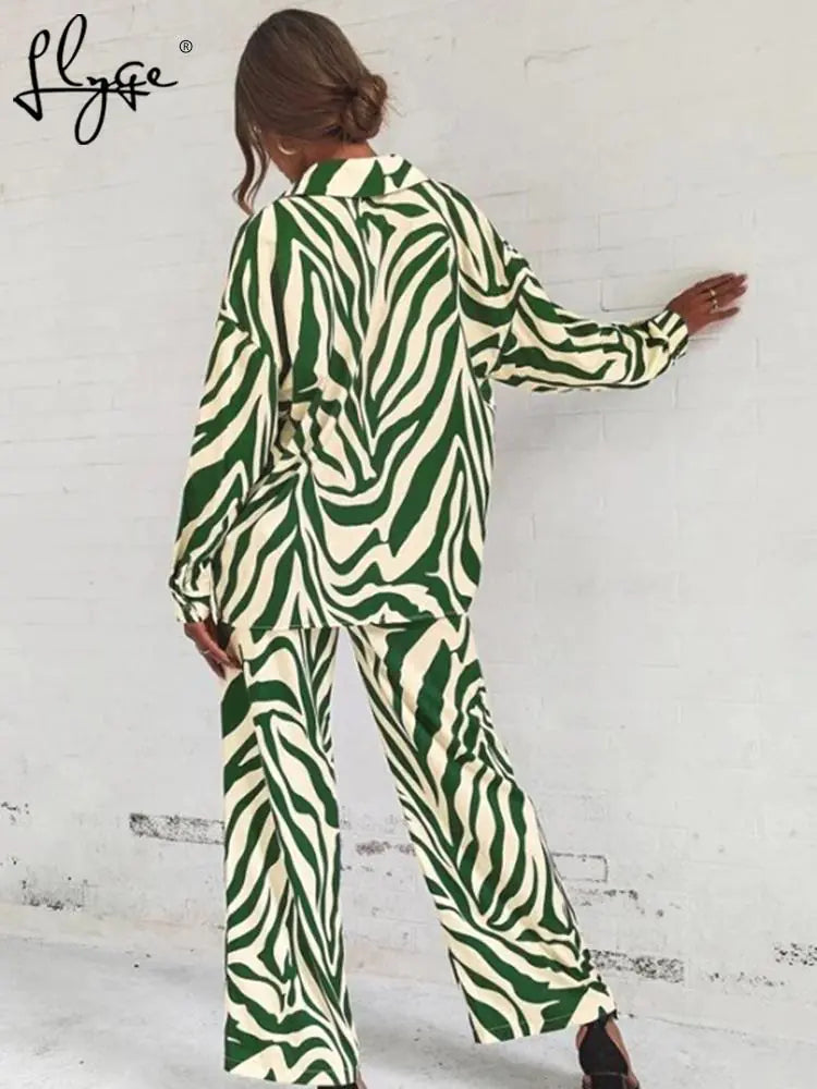 Loose Stripe Pants Set
