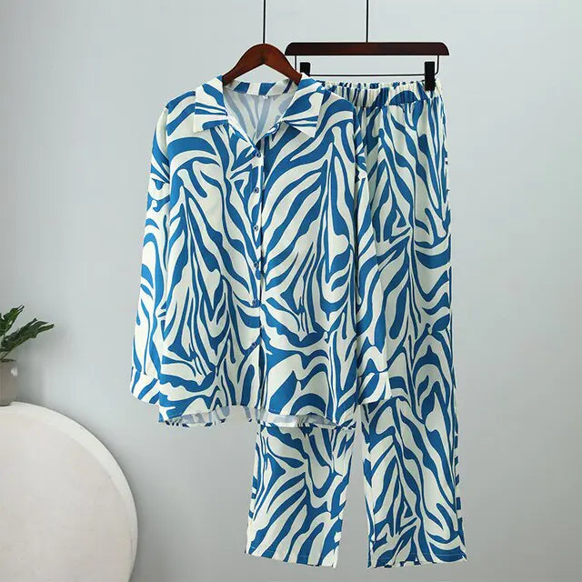 Loose Stripe Pants Set
