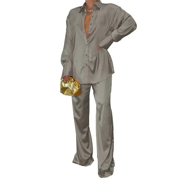 Loose Stripe Pants Set
