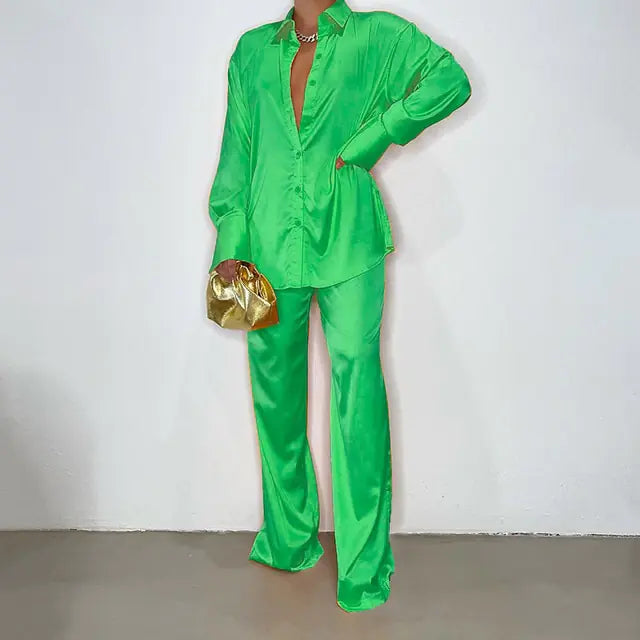 Loose Stripe Pants Set