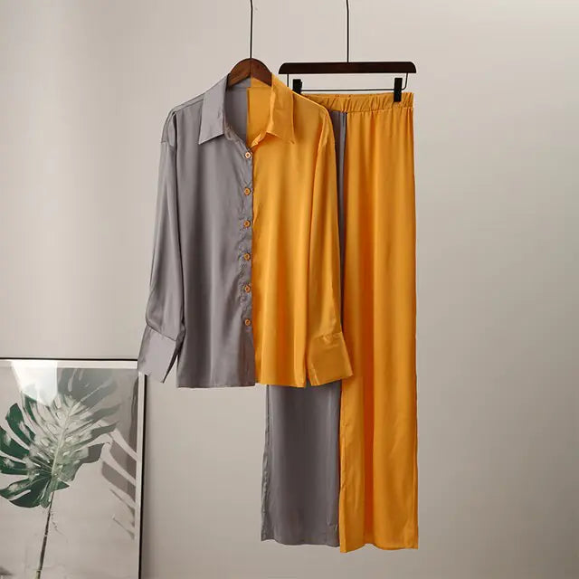 Loose Stripe Pants Set