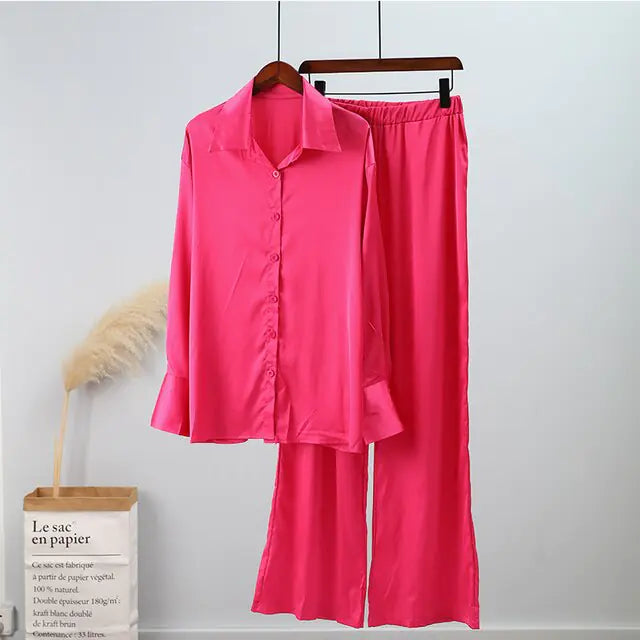 Loose Stripe Pants Set