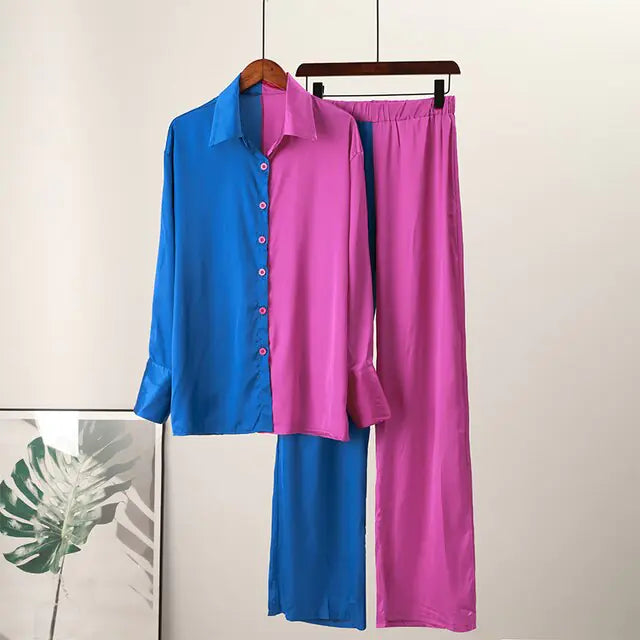 Loose Stripe Pants Set
