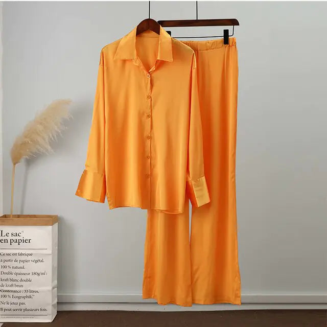 Loose Stripe Pants Set