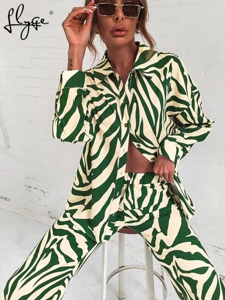 Loose Stripe Pants Set