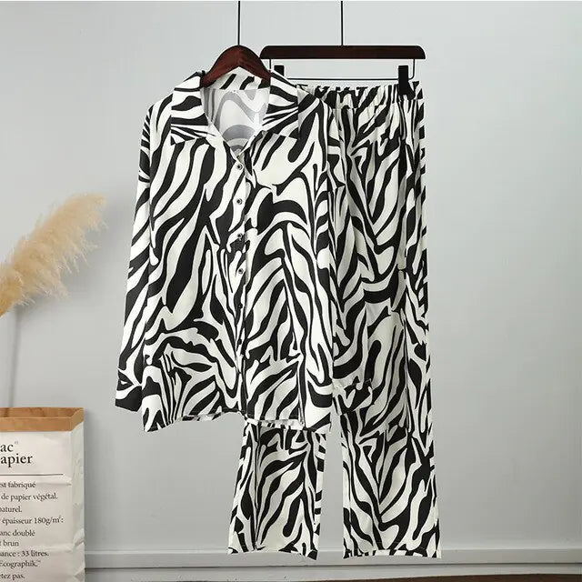 Loose Stripe Pants Set