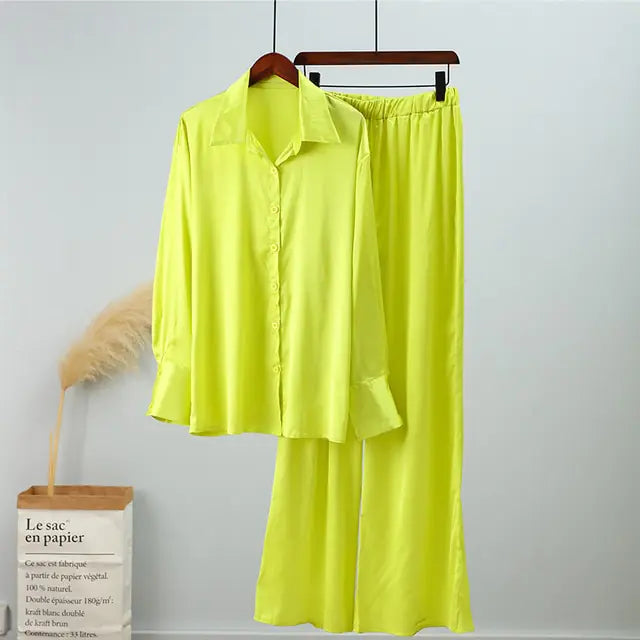 Loose Stripe Pants Set