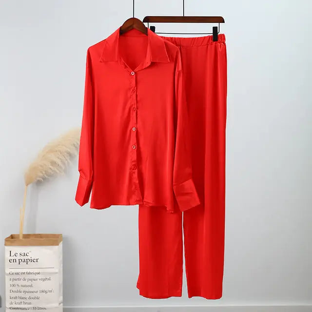 Loose Stripe Pants Set