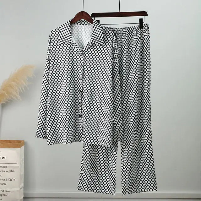 Loose Stripe Pants Set