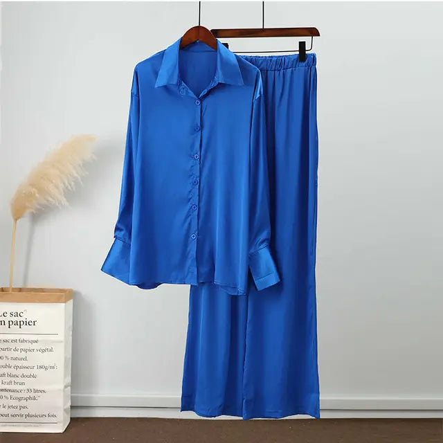 Loose Stripe Pants Set