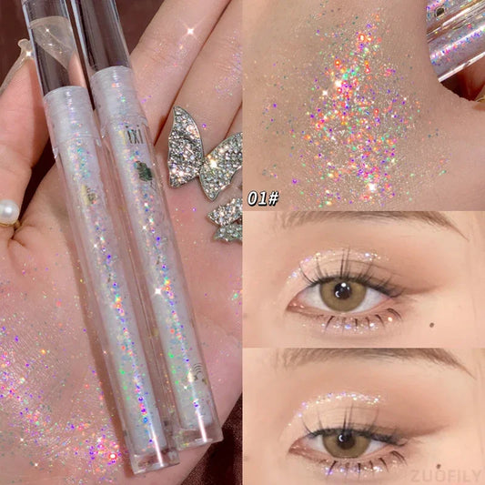 Liquid Eyeshadow Super Shine Pink Pearlescent Glitter Eyeliner Long Lasting Waterproof Eye Shadow Glitter Party Eye Makeup