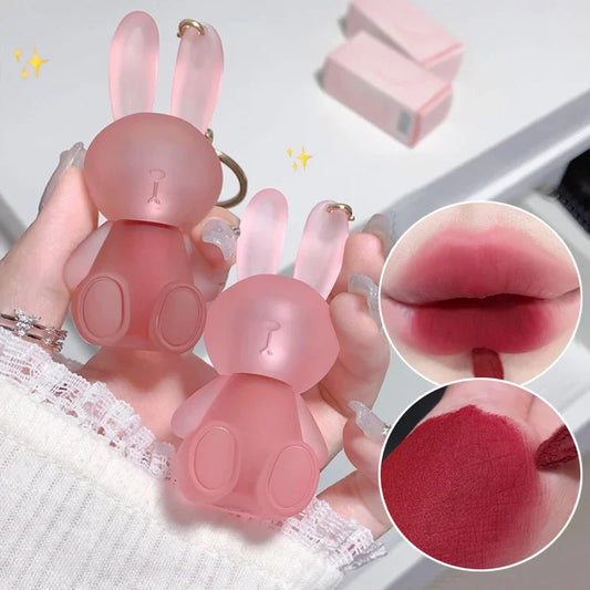 Cute Rabbit Matte Liquid Lipstick Keychain Waterproof Velvet Lip