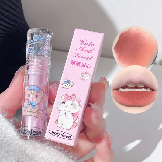 Lip Gloss Matte Velvet Lip Mud Nude Matte Peach Pink Lipstick Red Lip Glaze Korean Waterproof Lips Tint