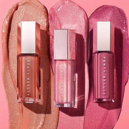 Fenty Beauty 3 Color Mirror Pearl Lip Gloss Long Lasting Moisturizing Shine Glitter Lip Gloss, contour