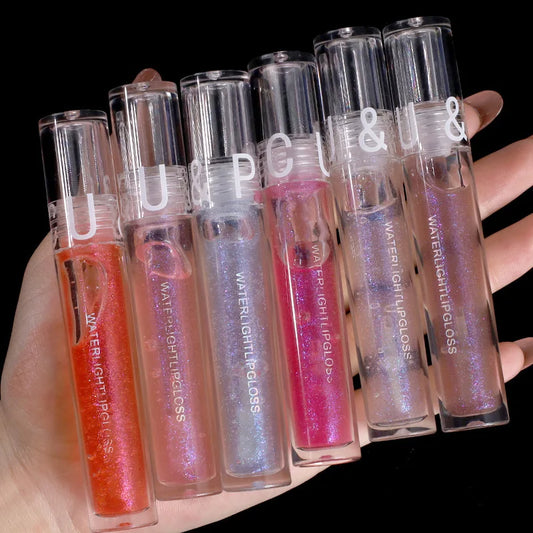 Transparent water gloss glass moisturizing mirror surface overlay with sparkling colorless transparent lip gloss
